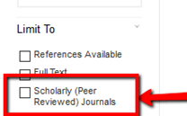 Limit your search to peer-reviewed journals only
